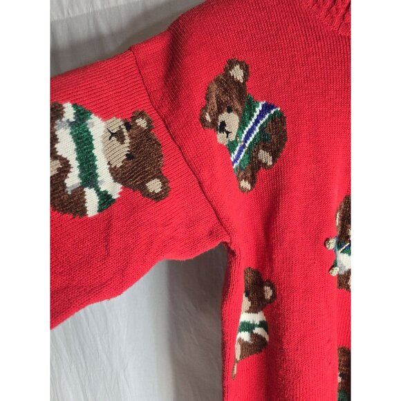 Marisa Christina 1994 Christmas Sweater Size Medium Red Teddy Bears Mock Neck - Picture 7 of 14